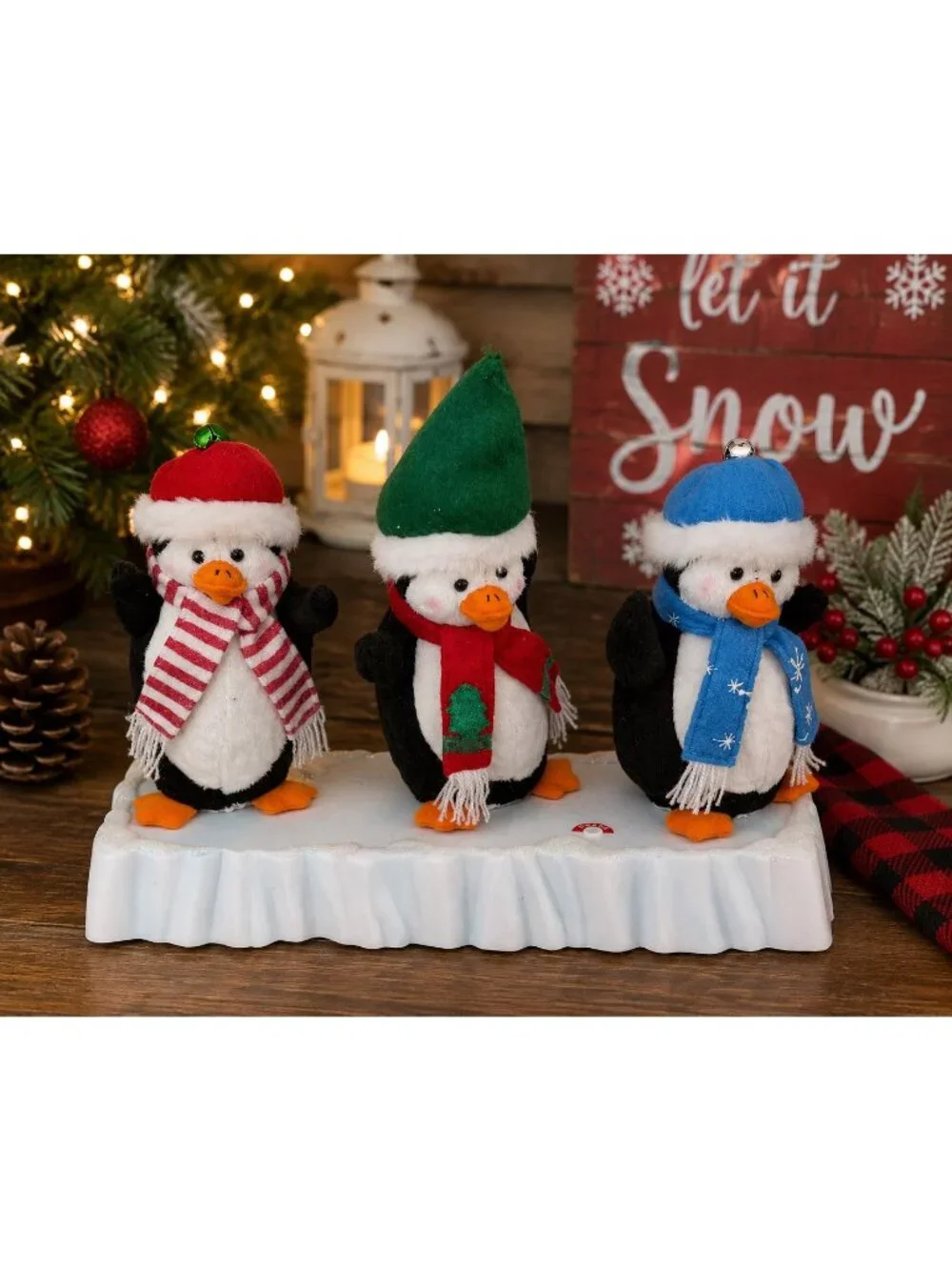 Pan Asian Creations Animated Musical Christmas Penguins Tabletop Decoration AS I